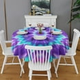 thumbnail image 2 of Purple Blue Tie Dye Spiral Pattern Round Tablecloth 60"x60",Wrinkle Wipeable Table Cloth for Kitchen Dining Room Picnic Patio Party, 2 of 6