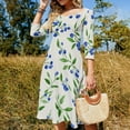 thumbnail image 4 of Blueberries Cream Background Floral Print Dress Summer Dresses Woman Street Style Big Size Casual Dress, 4 of 9