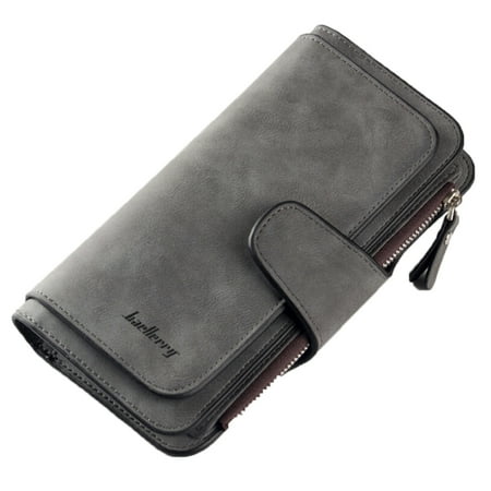 - Women Clutch Leather Wallet Long Card Holder Phone Bag Case Purse lady Handbags Smoke Gray