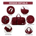 thumbnail image 6 of DAKIMOE Travel Duffle Bag for Women Men, Weekender Overnight Bags Carry on Gym Bag with Wet Pocket/Adjustable Strap/Shoe Compartment, Foldable Waterproof Duffel Tote for Plane Sports Dance, Wine Red, 6 of 10