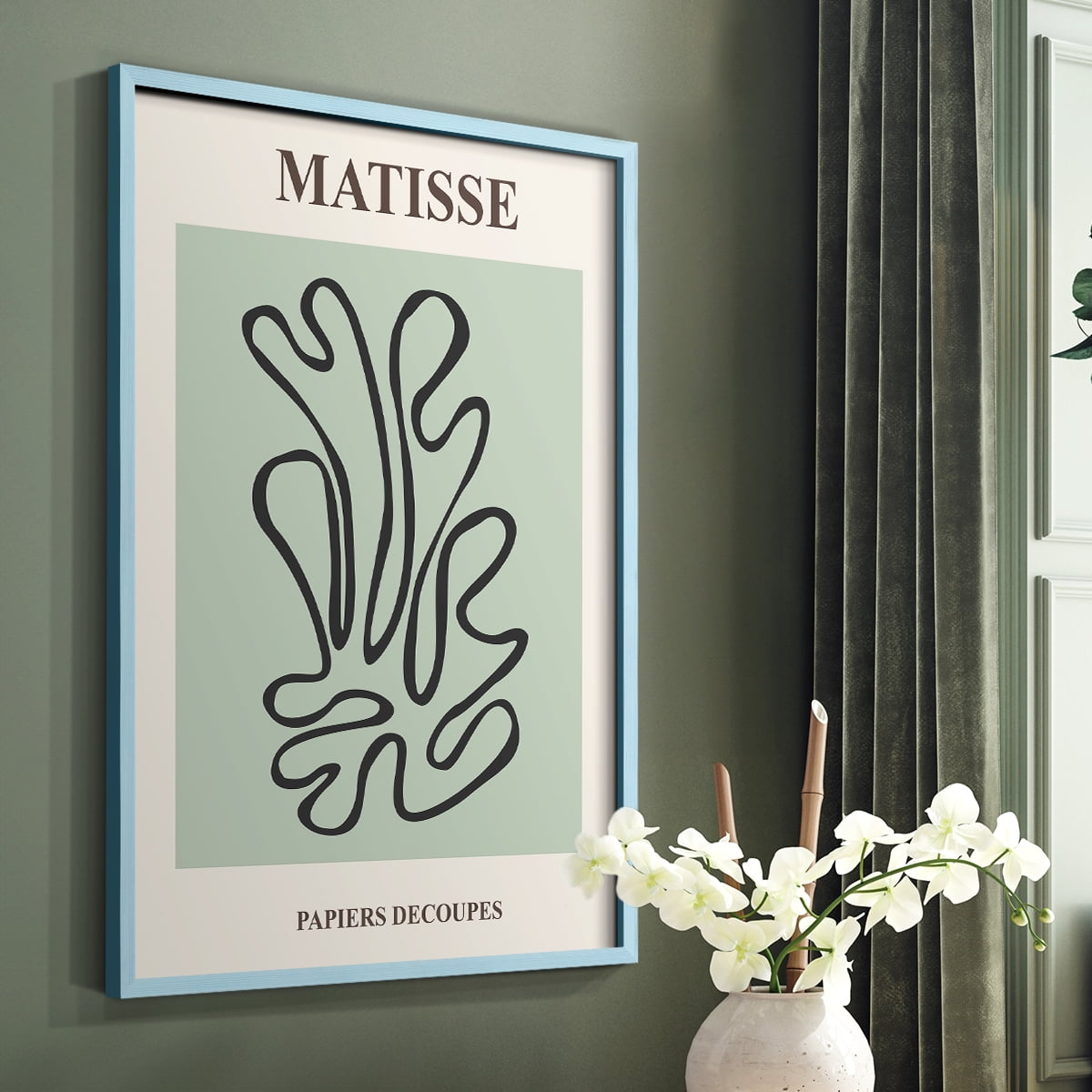 Matisse CXIV Framed Print in Blue Solid Wood 8 x 10 Framed Print