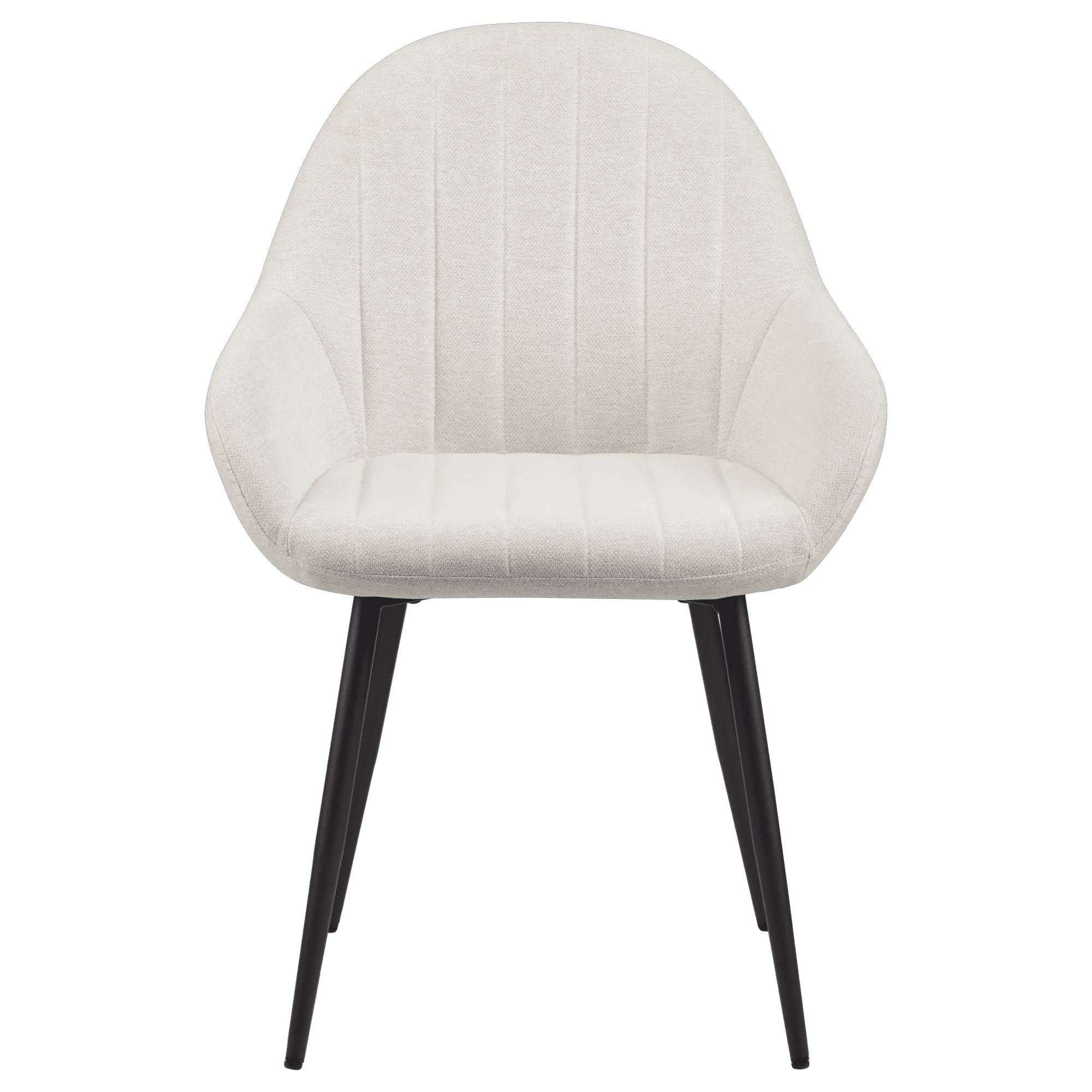 Bouclair Cream Fabric Dining Chair Kitchen Armchair Side Chair with Tapered Metal Legs