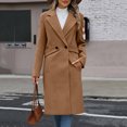 thumbnail image 3 of uublik Womens Trench Coat Khaki Notch Lapel Single-Breasted Business Casual Peacoat Trendy Clothes, 3 of 6