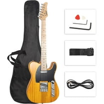 NALYL 39" GTL Electric Guitar for Music Lover, SS Pickups Maple Fingerboard with Accessories Pack Guitar Bag(Transparent Yellow)