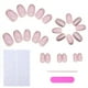 thumbnail image 1 of 24 uñas postizas cortas con punta francesa, diseño de almendra, con purpurina rosa brillante y adhesivos, acrílicas ovaladas de cobertura completa para mujeres y niñas., 1 of 5