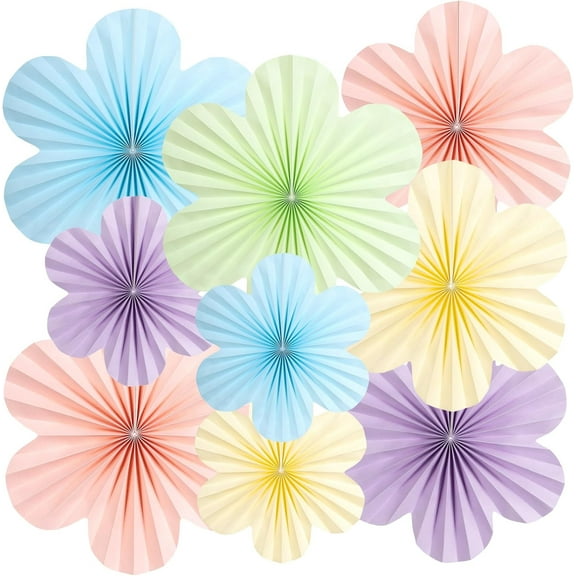 Paper Flowers Party Decorations 9 Pcs,Blue Flower Ornaments Wall Backdrop for Hanging Classroom Decor Spring Party Decorations Wedding Fiesta Birthday Party