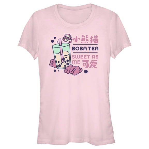 Junior's Turning Red Boba Tea Sweet as Me  Graphic Tee Light Pink 2X Large