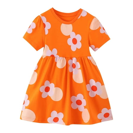 

Toddler Girl s Flower Print Ruffle Trim Round Neck Flared A Line Ruffled Dress Cute Baby Girl Outfits Flower Outfits for Baby Girls Easter Dresses for Kids Long Girl Dress Girls Dresses 2t Cute Baby