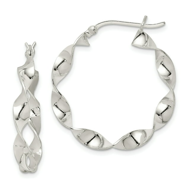 Boucles d'Oreilles Créoles Torsadées 4x30 mm en Argent Sterling 925 Rondes