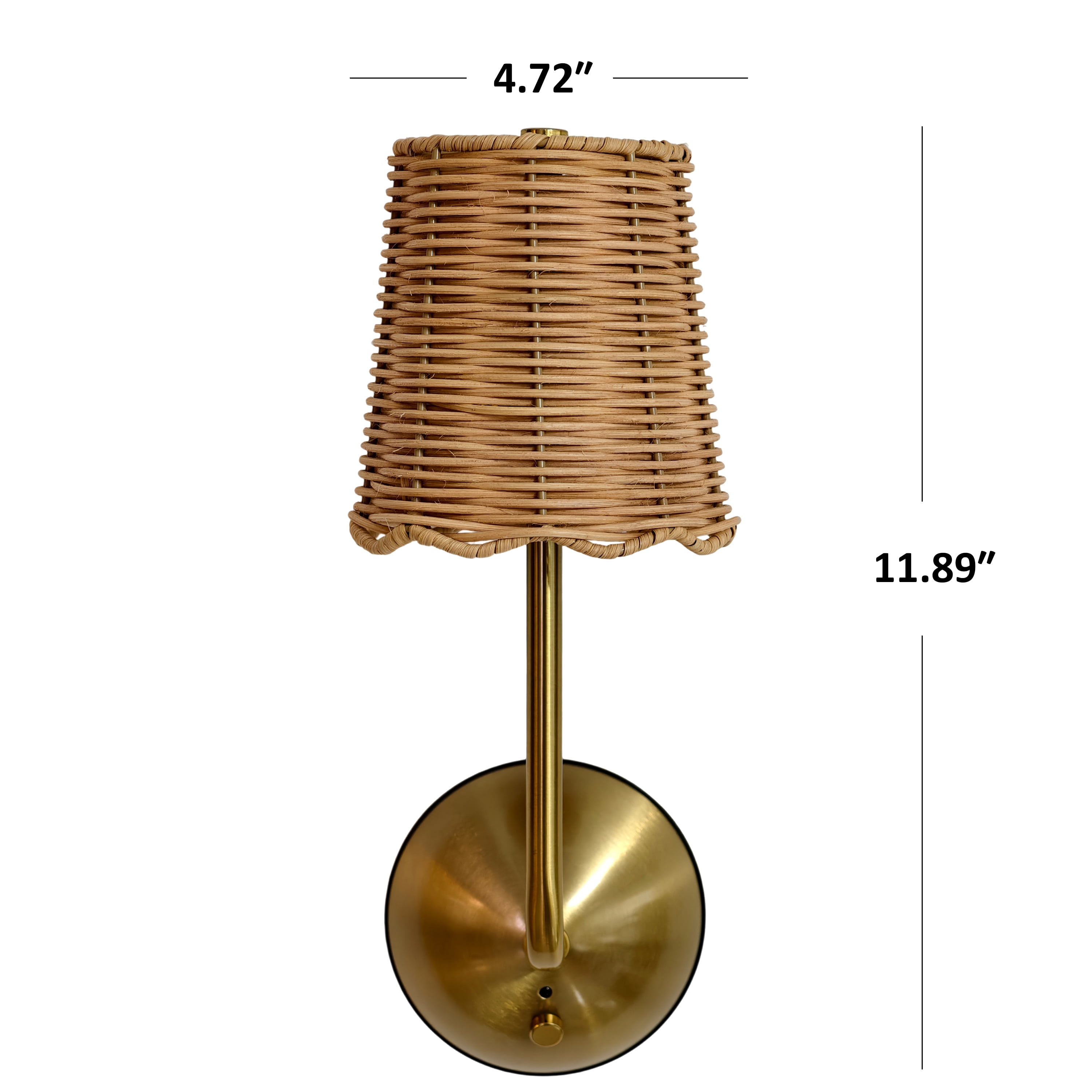 Home Decor Collection Sterling & Noble Home Scalloped Woven Rattan Rechargeable Wall Sconce