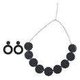 thumbnail image 1 of Conjunto de aretes y collar de diseño de los años 50 Conjunto de joyas para mujer Decoración casual Blanco y Negro, 1 of 7