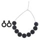 thumbnail image 1 of Conjunto de aretes y collar con diseño de los años 50, accesorios de vestuario, lunares blancos y negros, 1 of 7