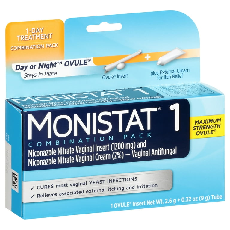 Monistat 1 Day Yeast Infection Treatment Miconazole Ovule Insert External Anti Itch Cream