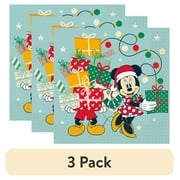 (3 pack) Disney Mickey and Minnie Christmas Multicolor Paper Luncheon Napkins, 6.5in, 16ct