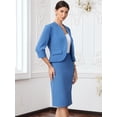 thumbnail image 4 of DARING DIVA 2Pcs Women's Spring Skirt Collarless Blazer Set XS Blue, 4 of 6