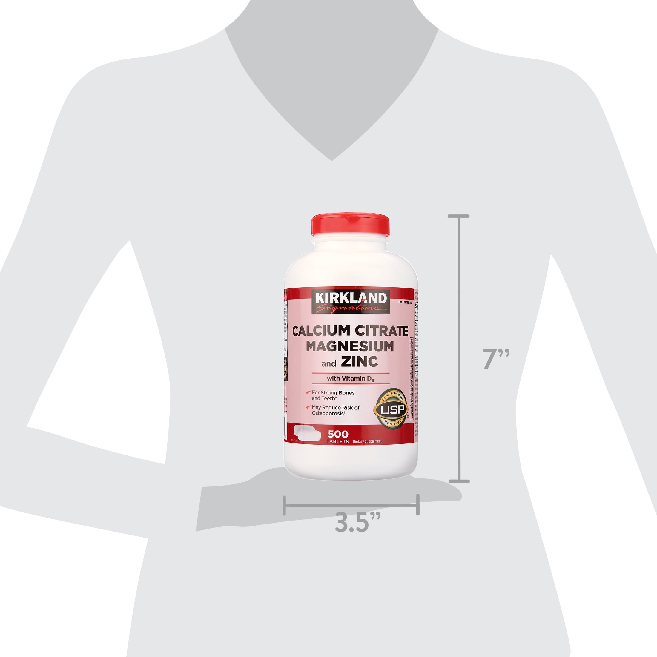 Kirkland Signature Calcium Citrate Magnesium and Zinc, 500 Tablets