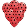 Ladybug Party 11 inch Red w/Black Dots Latex Balloons (6 ct)