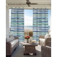 thumbnail image 3 of Green Blue Stripes Blackout Curtains 90 Inch Length 2 Panels Set for Living Room Bedroom, Ocean Waves Abstract Modern Art Privacy Window Treatment Thermal Insulated Black Out Drapes 52"x90", 3 of 8