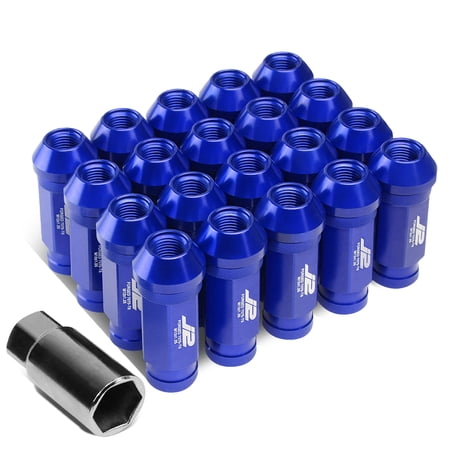 J2 Engineering LN-T7-028-125-BL J2 Engineering 7075 -T6 Forged Aluminum M12 x 1.25 20Pcs 60mm Height Open -End Lug Nut Set w/Adapter Key Blue