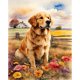thumbnail image 1 of Kit Pintura Por Números Sobre Lienzo Arte Al Óleo Artesanal Imagen Golden Retriever 40x50cm, 1 of 9