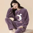 thumbnail image 2 of Traje de pijama de terciopelo Coral grueso de invierno ropa de Navidad versión coreana de manga larga encantador traje de ropa de hogar cálido de manga larga, 2 of 3