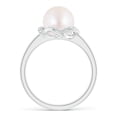 thumbnail image 2 of ANGARA Japanese Akoya Cultured Pearl Overlapping Halo Ring in 14K White Gold for Women | June Birthstone, Birthday, Anniversary, Jewelry Gift for Women | Pearl Ring, 2 of 8