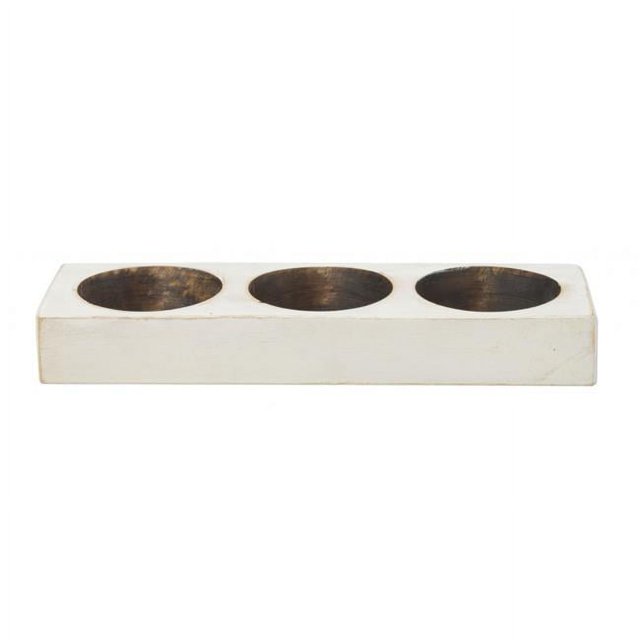 HomeRoots 416256 Distressed White 3 Hole Cheese Mold Candle Holder