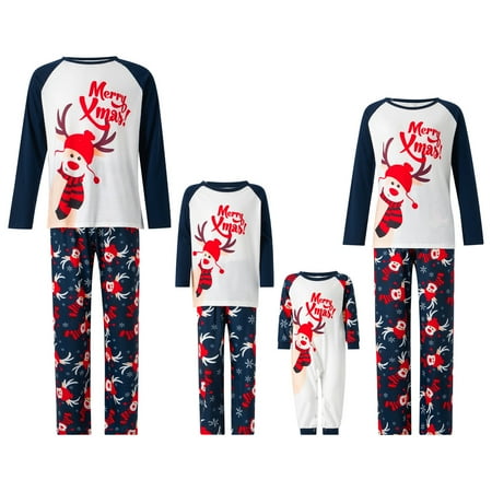 

Peyakidsaa Christmas Matching Family Pajamas Sets for Adult Kids Baby Holiday Xmas Elk Sleepwear Set