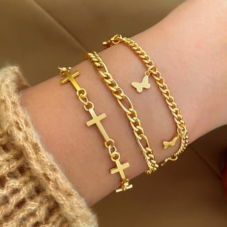 Xfoxstal 14K Gold Plated Crystal Bracelet - Adjustable Howlite Healing Stone Bracelet For Women (6"-7.5")