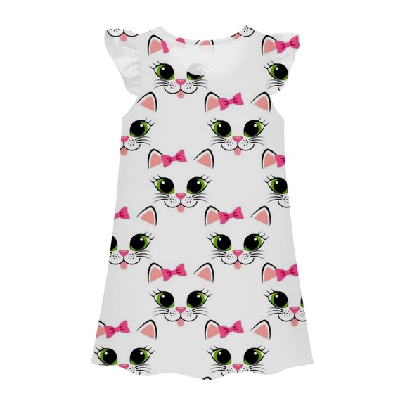Shadoumai Toddler Girl Dress Ruffle Sleeve Easter Day Cartoon Printed Cute Suspenders Princess Girl Clothes Set