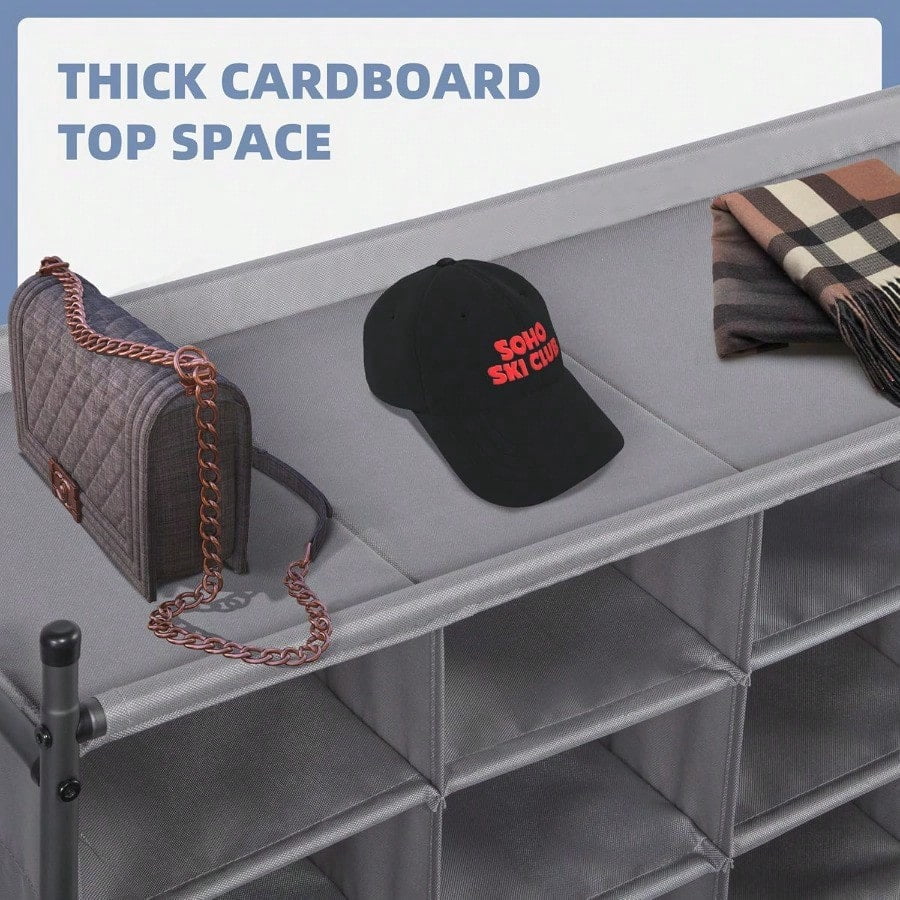 Stackable Shoe Cubby Organizer Free Standing Shoe Cube Rack for Entryway Bedroom Apartment Closet 20-Cube Gray