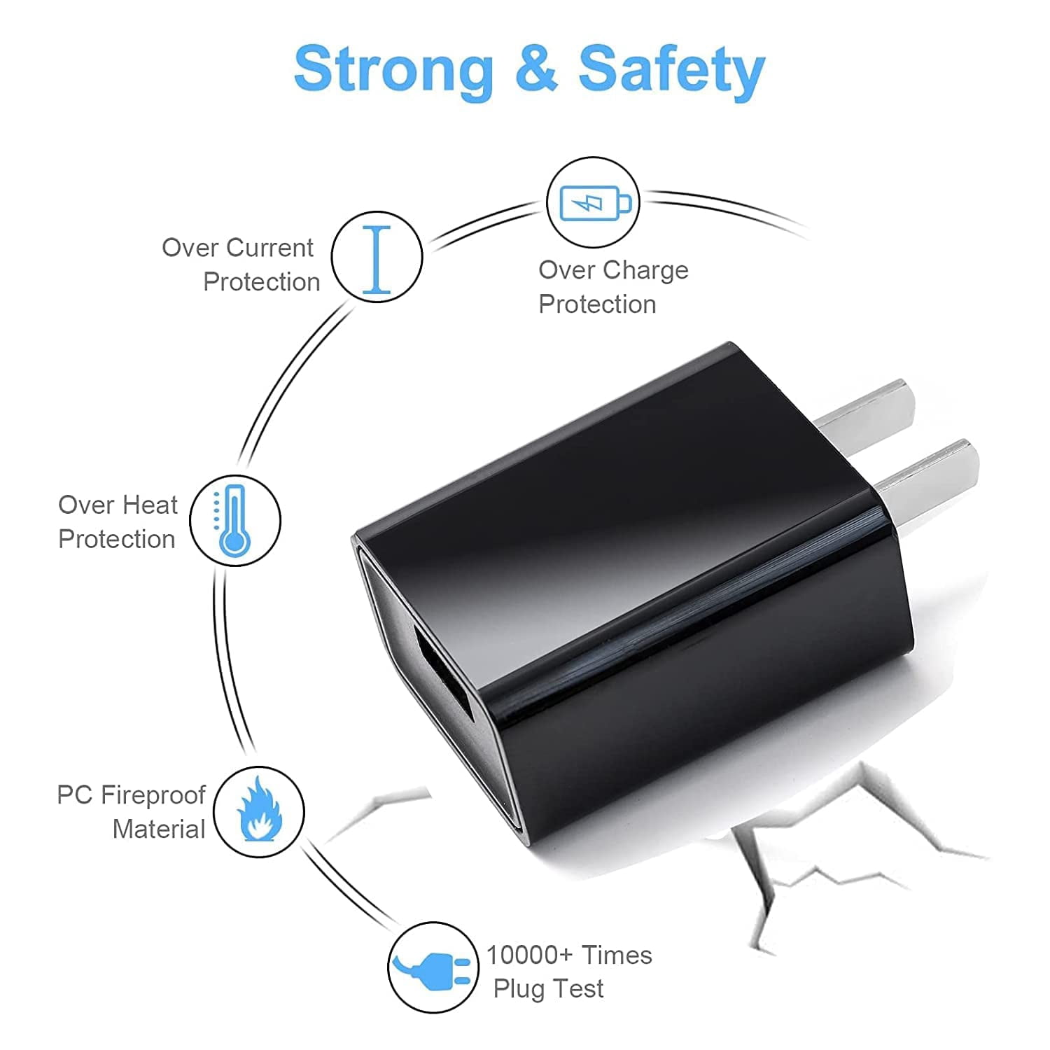 RGHJAR-5V 2A 1A Fast Wall Charger 5ft Micro USB type B Charging Cable fit for Tandem Diabetes Care, Camera,Speaker,Cellular Link 2, Doro Phone,Samsung Galaxy S7/S6/Note 5/4/S4/S3/LG Flip Android Phon