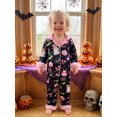 thumbnail image 5 of RUINIXCW Toddler Baby Girl Halloween Silk Stain Pajamas Outfit Kids Fall Winter PJS Set Sleepwear Ghost Printed Long Sleeve Button Down Shirt and Elastic Pants Set Homewear Loungewear, 5 of 9