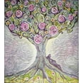 thumbnail image 3 of Tree of Life Duvet Cover Set, Blossom Plant Illustration Paint Style Spring Love Universe Concept, Decorative 2 Piece Bedding Set with 1 Pillow Shams, Twin Size, Purple Pink Green, by Ambesonne, 3 of 3
