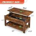 thumbnail image 6 of GALAXHERO Coffee Table, 39" Lift Top Coffee Table with Hidden Storage and Storage Shelf for Living Room, Rustic Brown, 6 of 9