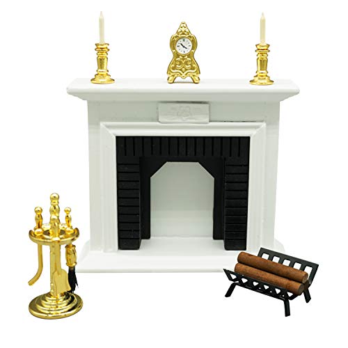 SAMCAMI Dollhouse Furniture Living Room Fireplace Set (6 pcs) 1 12