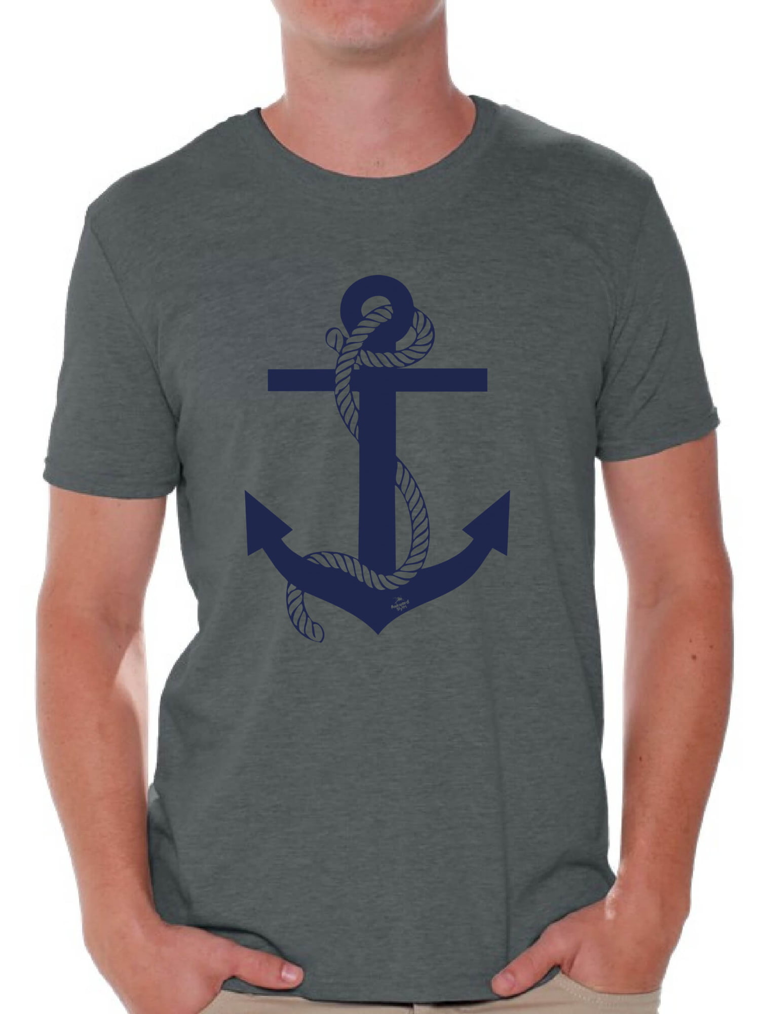 Ship mens t-shirt shark sea ocean anchor top S-3XL 