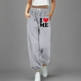 thumbnail image 2 of Tthxqing Womens Valentine's Day Baggy Sweatpants Trendy Drawstrings Love Printed High Waist Joggers Causal Workout Running Yoga Pants with Pockets Y_GY1 XXL, 2 of 4