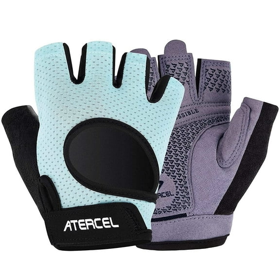 Atercel Workout Gloves for Men Women Gym Weight Lifting Gloves With Full Palm Protection Aqua, M