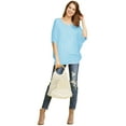 thumbnail image 5 of Made by Johnny Women's Scoop Neck Half Sleeve Batwing Dolman Top S AQUA, 5 of 6