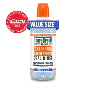 TheraBreath Whitening Mouthwash, Dazzling Mint, 1 Liter