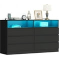 thumbnail image 2 of 6-Drawer Double Dresser with Power Outlet and LED Light, Accent Chest of Drawers for Bedroom, Living Room, Black – STIKELY, 2 of 5
