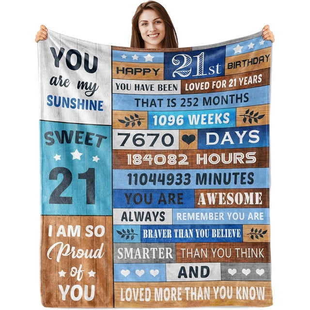 LHSHID Birthday Blanket Gifts for 21 Year Old Boys and Girls 40x50in