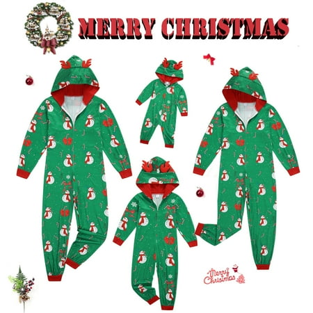 

Christmas Family Matching Pajamas Hooded Romper Onesies Jumpsuit Holiday Loungewear Sleepwear Pjs for Adult Kids Baby