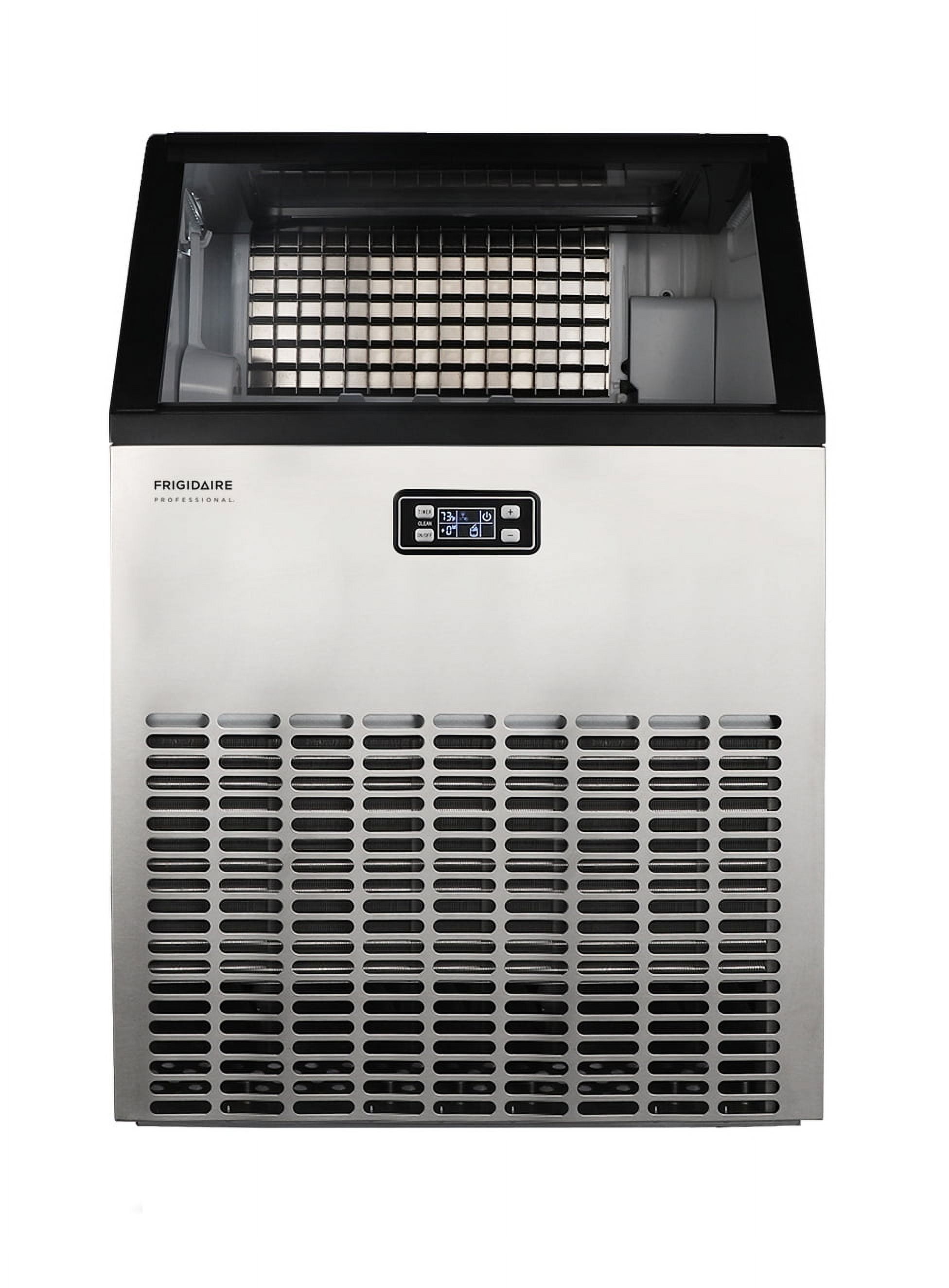 Frigidaire Professional 198 Lbs. Commercial Ice Maker, Cube Shaped Ice Machine with Auto Clean, LCD Display, Stainless Steel