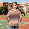 thumbnail image 4 of LEKWK Hoodies for Girls Striped Print Warm Long Sleeve Hooded Pullover Sweatshirt with Kangaroo Pocket Lightweight Tops Fall Winter Back to School Outdoor Size 3-14 Years, 4 of 8