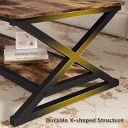47 inch Rectangle Coffee Table, 2-Tier Wooden Rustic Brown Coffee Tables for Living Room, Modern Center Table for Small Space, Apartment, Office