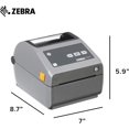 thumbnail image 2 of Zebra ZD620 Direct Thermal Desktop Printer - Serial, USB, Ethernet, Bluetooth Connectivity, 203 dpi, 4.09" Max Print Width, Monochrome Barcode Label Printer, Grey - ZD62042-D01F00EZ, Printer Cable, 2 of 5