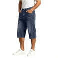 thumbnail image 3 of LMOIPLI Mens Baggy Denim Capri Pants Wide Leg Cropped Jeans Loose Fit Classic Washed Denim Stylish Casual Streetwear Trousers for Daily Outdoor Activities Blue XXL, 3 of 7