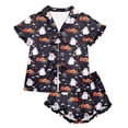 thumbnail image 7 of Womens Halloween Pajamas Seasonal Nightwear Short Sleeve Sleepwear Set Top with Shorts Cozy Loungewear Pajamas for Women Set Black XXL, 7 of 7